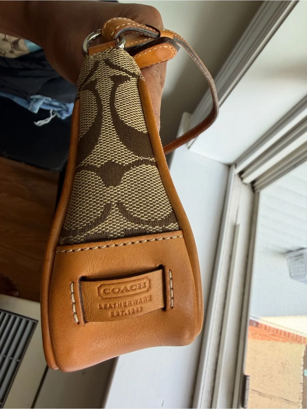 Vintage Y2K 2004 Coach 6094 Signature Jacquard Demi Shoulder Bag Tan